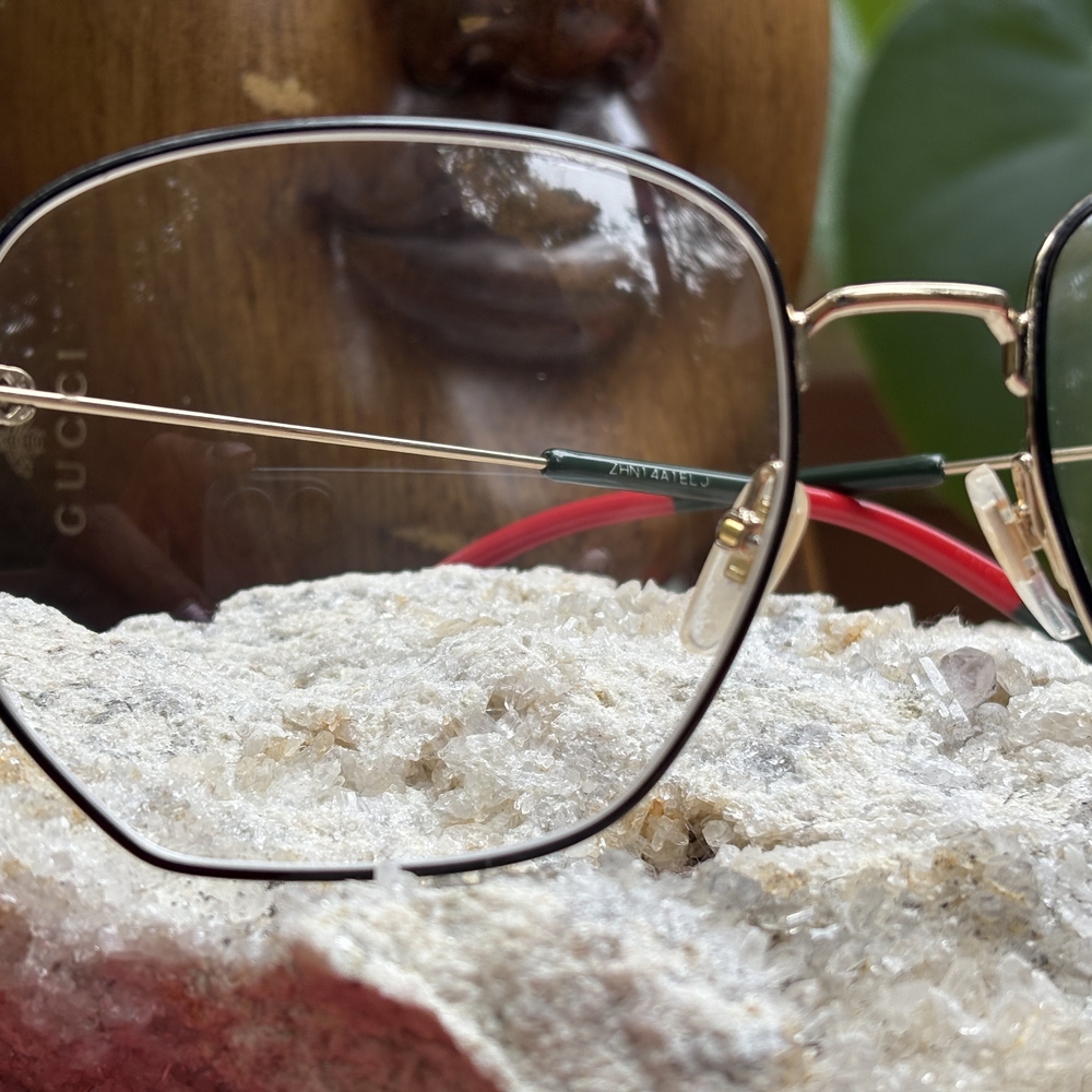 Gucci Gold and Black Square Eyeglasses